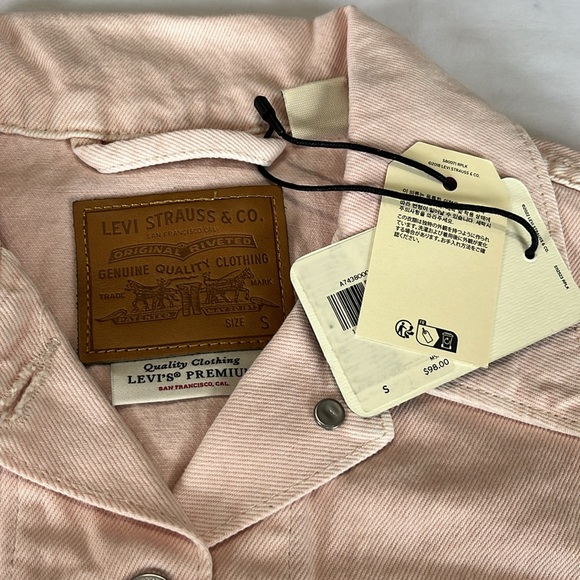 Levis Womens Tailored 90s Trucker Jean Jacket in Pink Mauve NEW - Picture 9 of 12